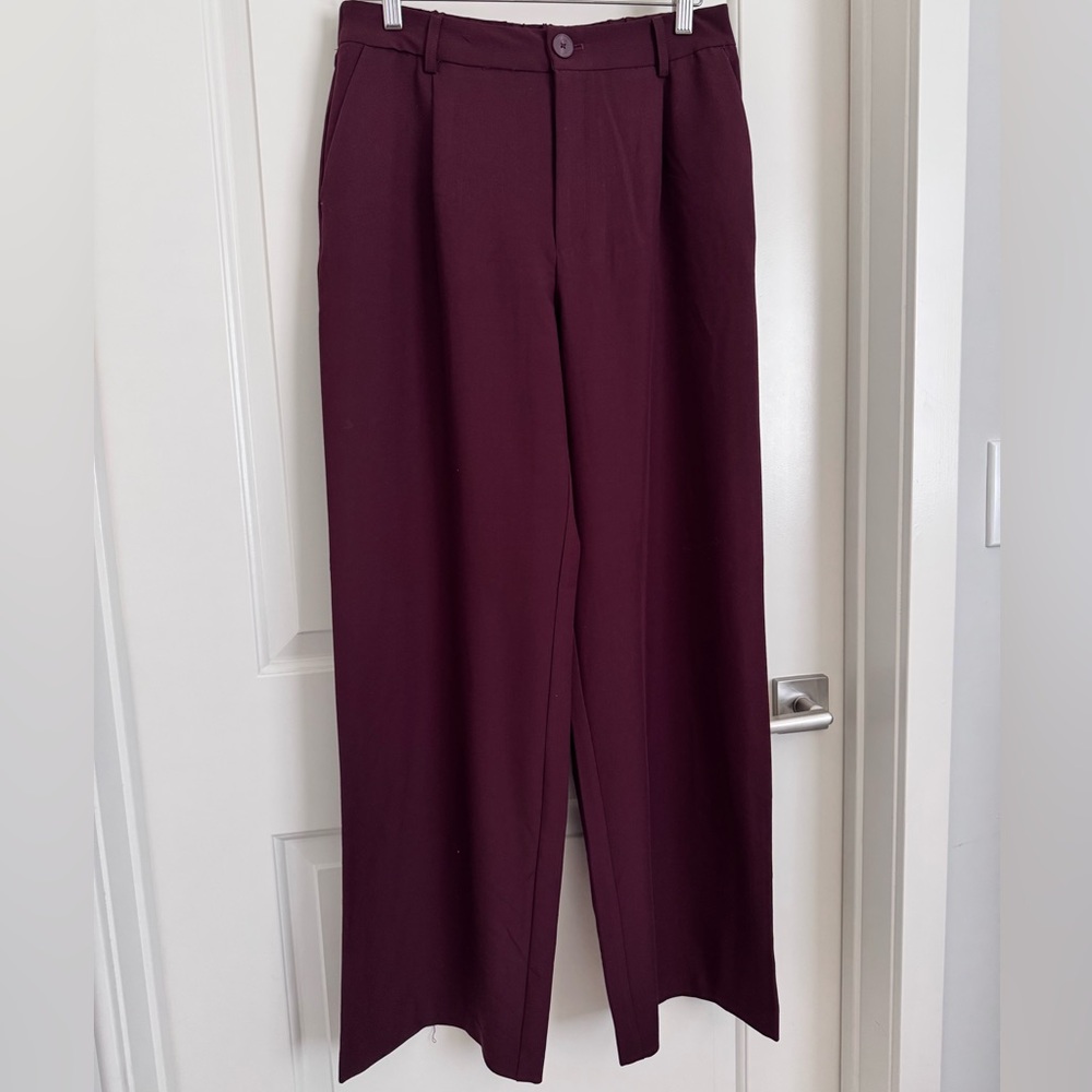 Stradivarius Elegant Burgundy Trousers